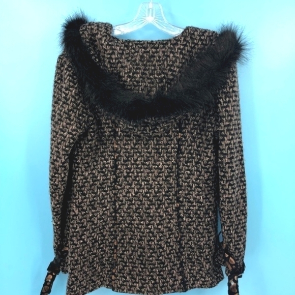 Gaby & Eden Women's M Black Cardigan Sweater Jacket With Vegan Faux Fur - Picture 9 of 9